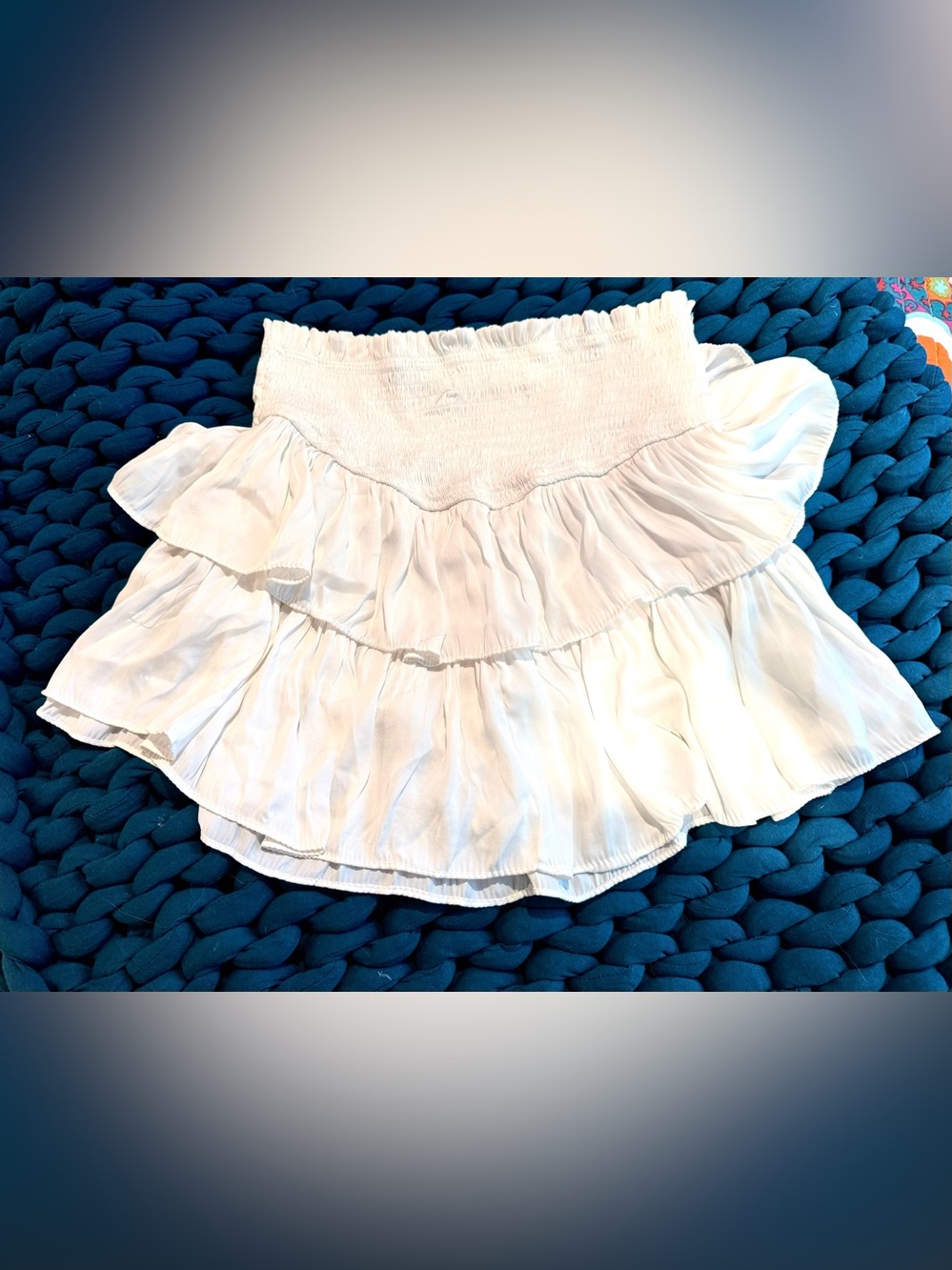 Mustard seed ivory chiffon tiered floaty mini skirt S